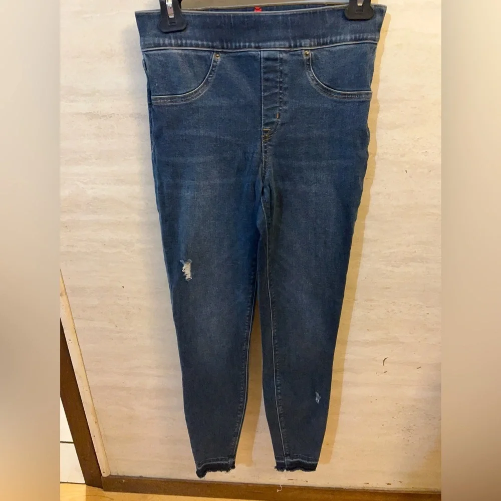 SPANX Distressed Ankle Skinny Jeans High-Rise Tummy Shaping